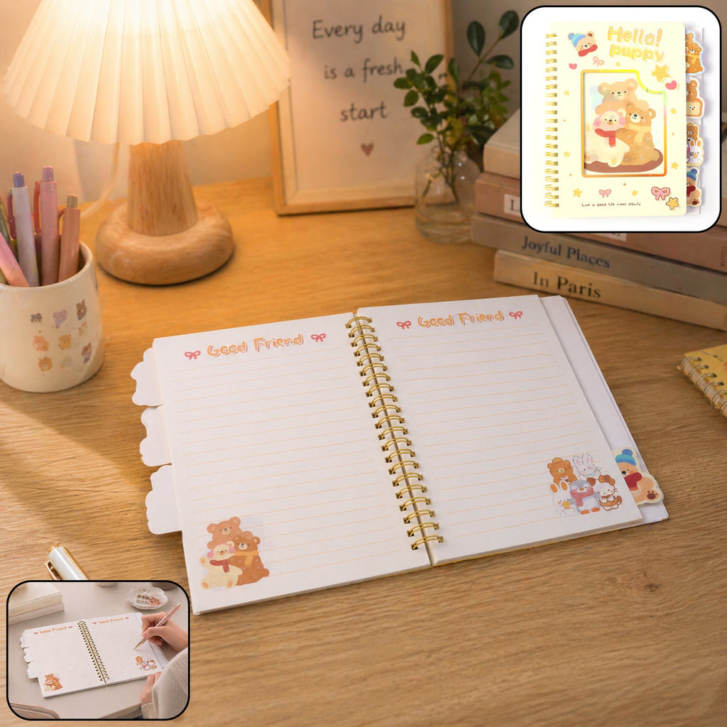 Colorful cartoon printed spiral diary notebook for kids