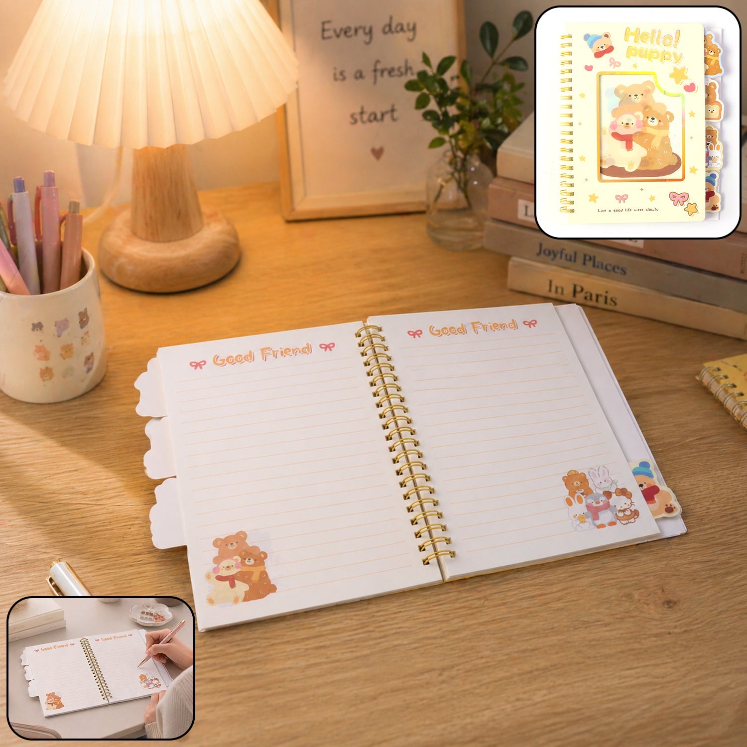 Colorful cartoon printed spiral diary notebook for kids