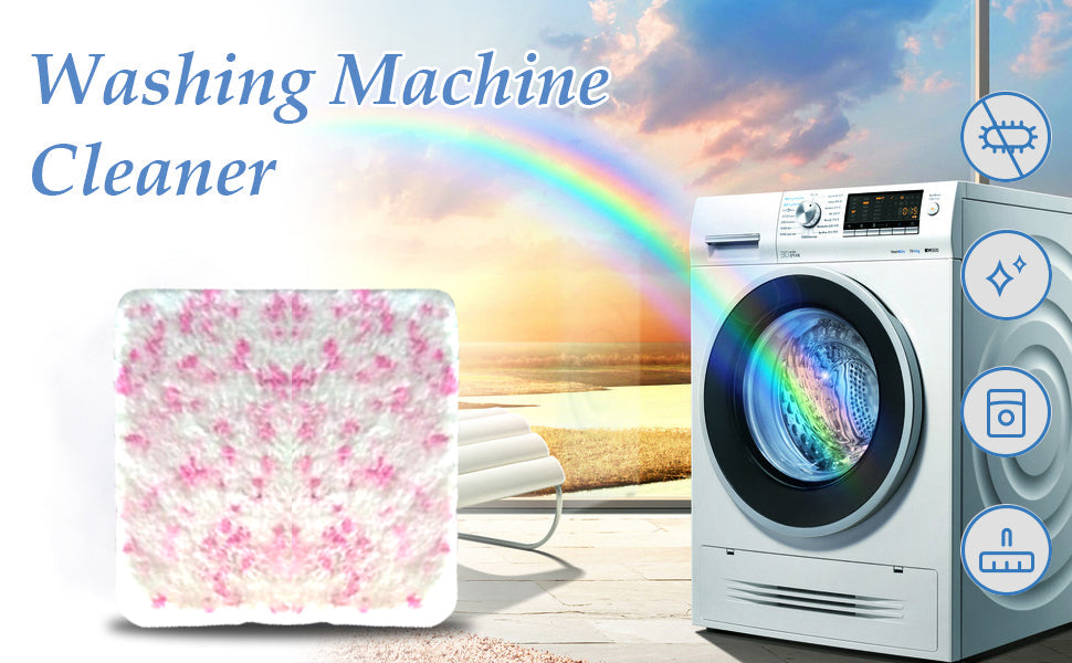 Washing machine cleaning tablet shown with refreshing lavender scent.