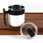 Insulated mug with white exterior and stainless steel inner, perfect for daily use.