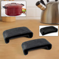 Silicone pot handle sleeve providing heat resistant grip on metal cookware handle