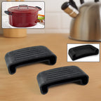 Silicone pot handle sleeve providing heat resistant grip on metal cookware handle