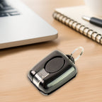 Compact mini LED torch keychain with durable metal ring attached