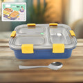 3 compartment stainless steel lunch box with transparent lid for kids