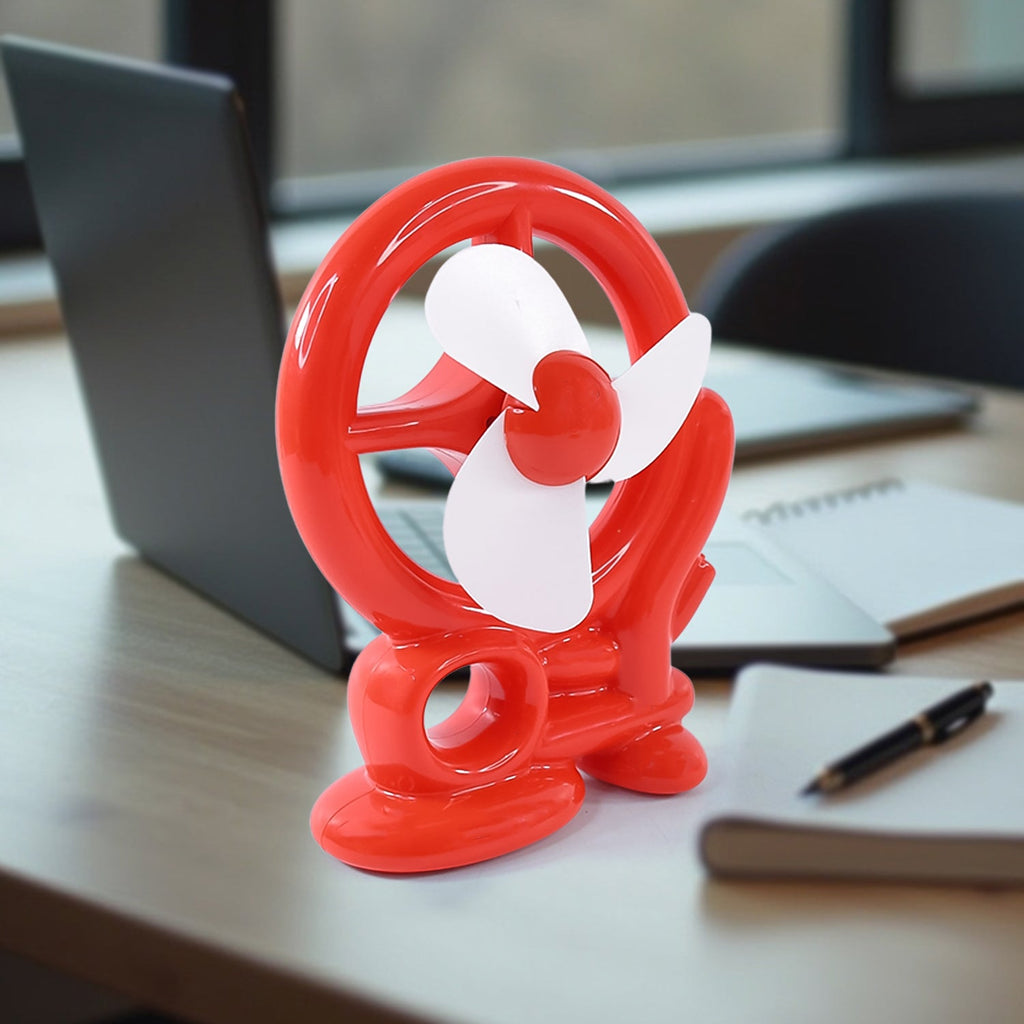 Top-down view of the sleek red Mini Cooling USB Fan design for small spaces.