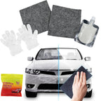 Two specialized nano cloths and a bottle of repair solution from the car scratch remover kit.