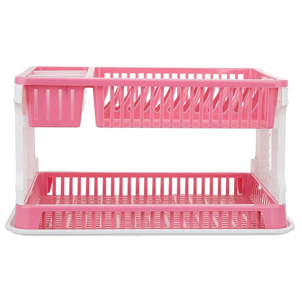 Water collecting tray of the plastic kitchen organizer rack showing easy drain