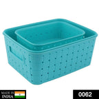 Organivo sky blue storage baskets, showing different sizes for versatile use.
