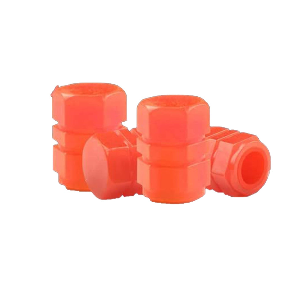 Glowing wheel valve dust caps set for enhanced visibility