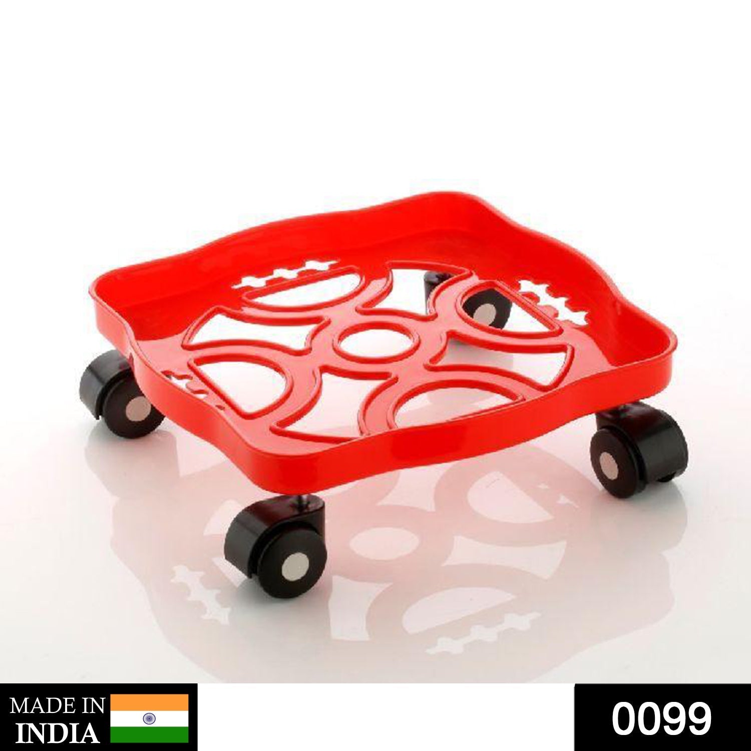  square plastic gas cylinder trolley for easy kitchen mobility.