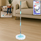 Adjustable stainless steel mop rod set with microfiber head for efficient cleaning