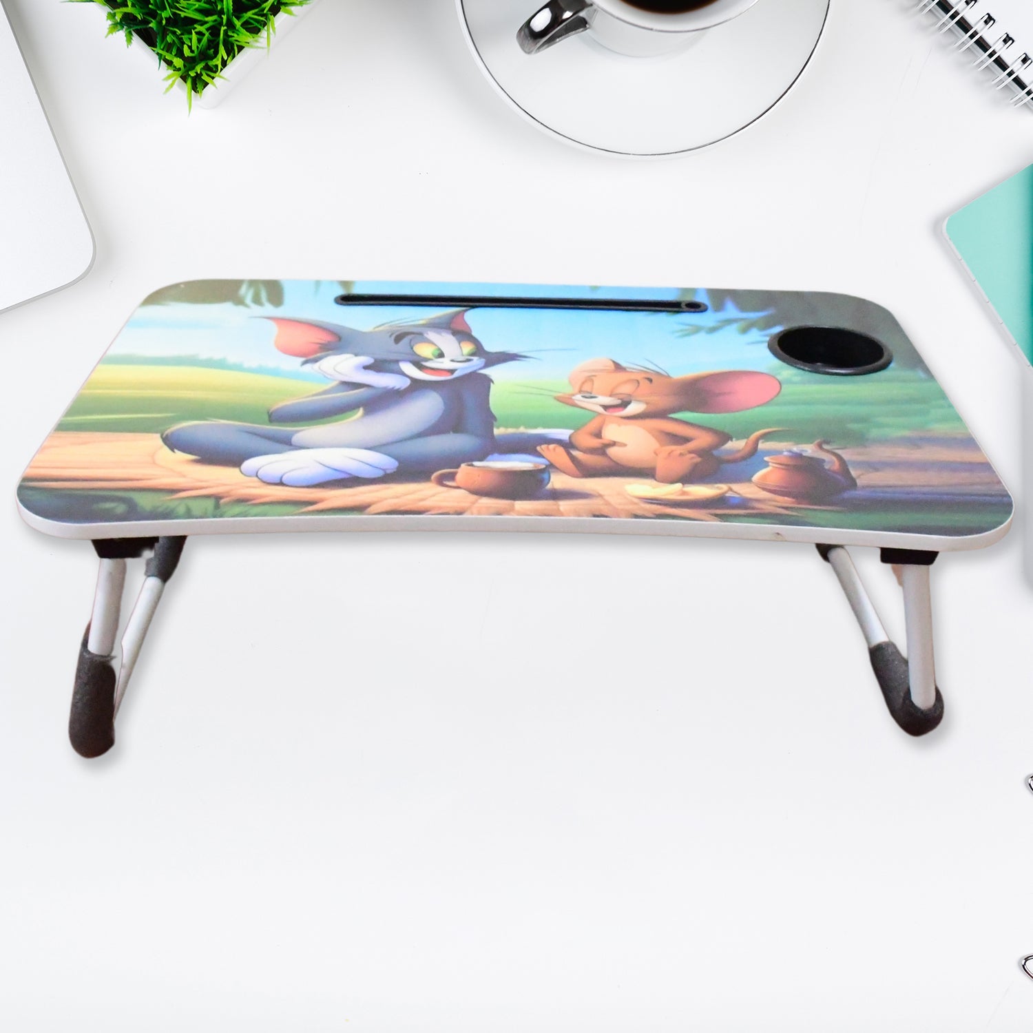 The compact foldable kids study table with its legs tucked in, ready for easy storage.