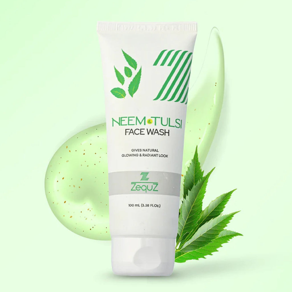 Neem & Tulsi Face Wash bottle with purifying cleanser front view