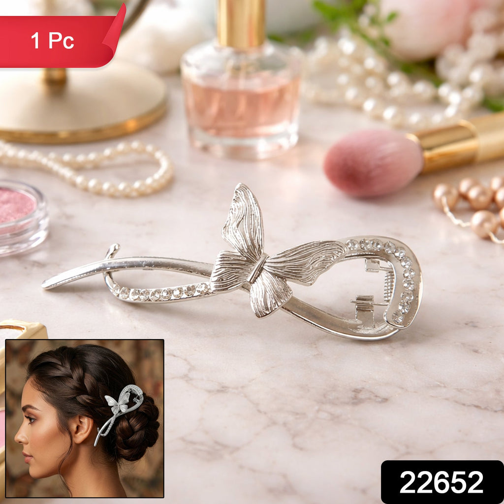 Metal butterfly hair pin in mixed colors on white background