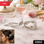 Metal butterfly hair pin in mixed colors on white background