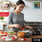 Round masala storage box with multiple compartments