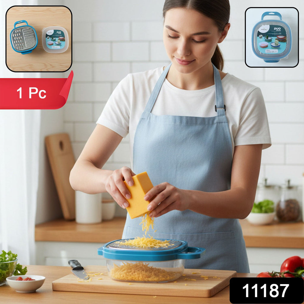 Vegetable grater with container for easy food prep