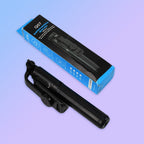 Bluetooth selfie stick in a folded, portable design for easy carrying.