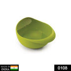 Top-down view of a spacious plastic rice bowl strainer ready for use.