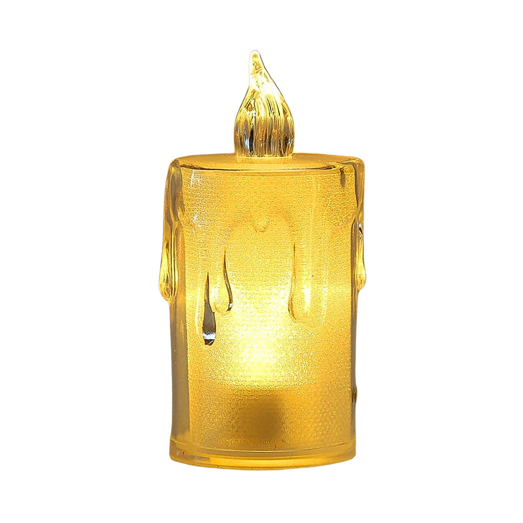 Shimmering glitter inside the transparent Diwali LED Candle, creating a magical effect.