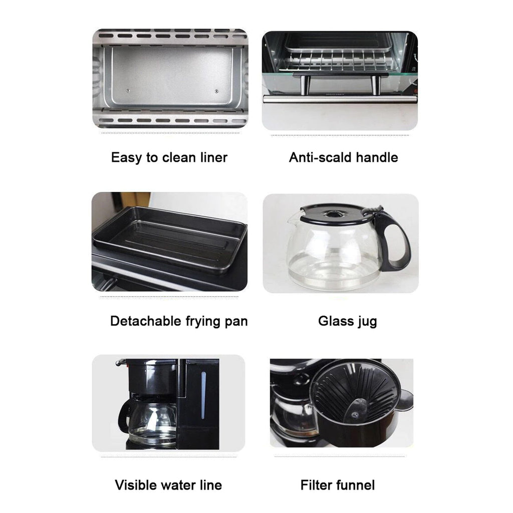 Side view of the compact 3-in-1 Breakfast Maker appliance.