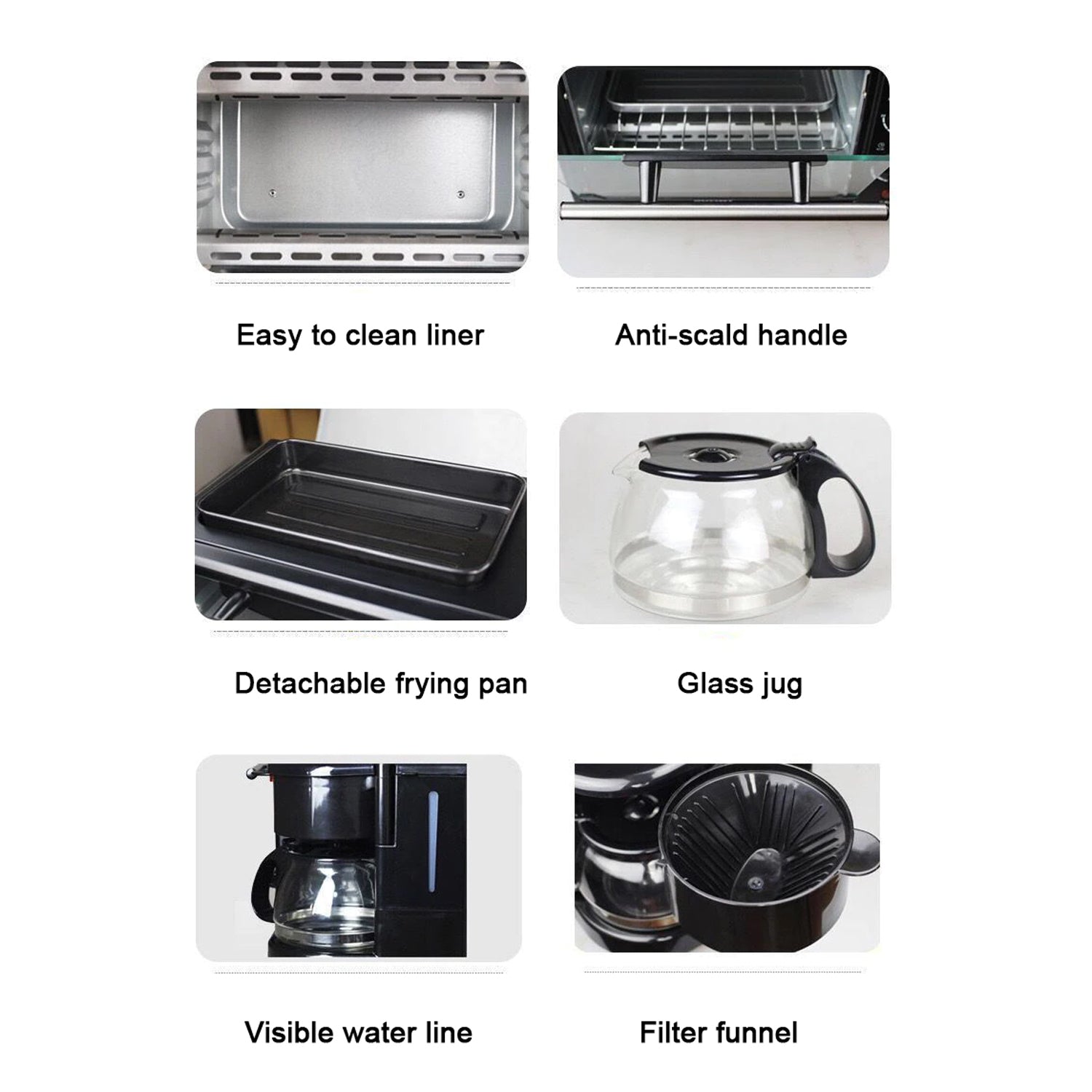 Side view of the compact 3-in-1 Breakfast Maker appliance.