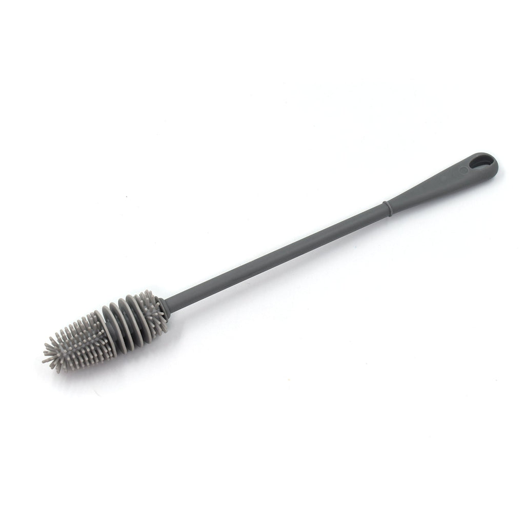 Close-up of the flexible bristles on the multi-use bottle cleaning brush.