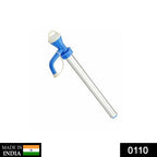 Close-up of the manual hand oil pump, highlighting its stainless steel finish.