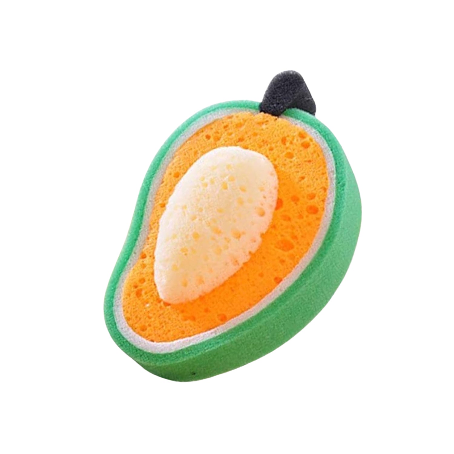 High-angle view of the multipurpose Mango Dish Sponge, ready for household tasks.