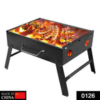 Compact Siplix portable charcoal grill shown folded for easy transport.