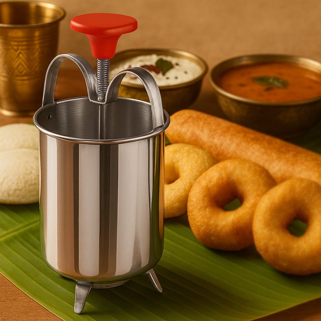 CookAura Medu Wada Maker, a handy donut dispenser tool for Indian kitchens.