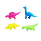 Close-up view of a green and blue dinosaur eraser, highlighting its detailed design.