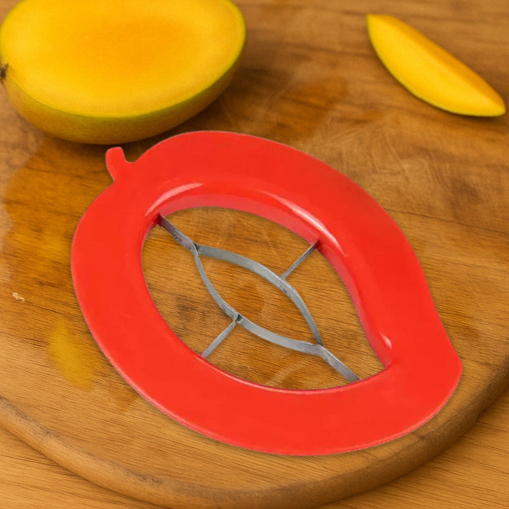 Premium mango cutter with stainless steel blades for easy fruit preparation.