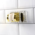 Wall mounted broom and mop holder with strong grip clips for space saving cleaning tool organization