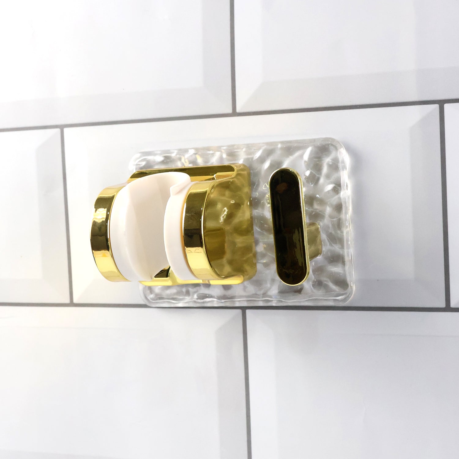 Wall mounted broom and mop holder with strong grip clips for space saving cleaning tool organization