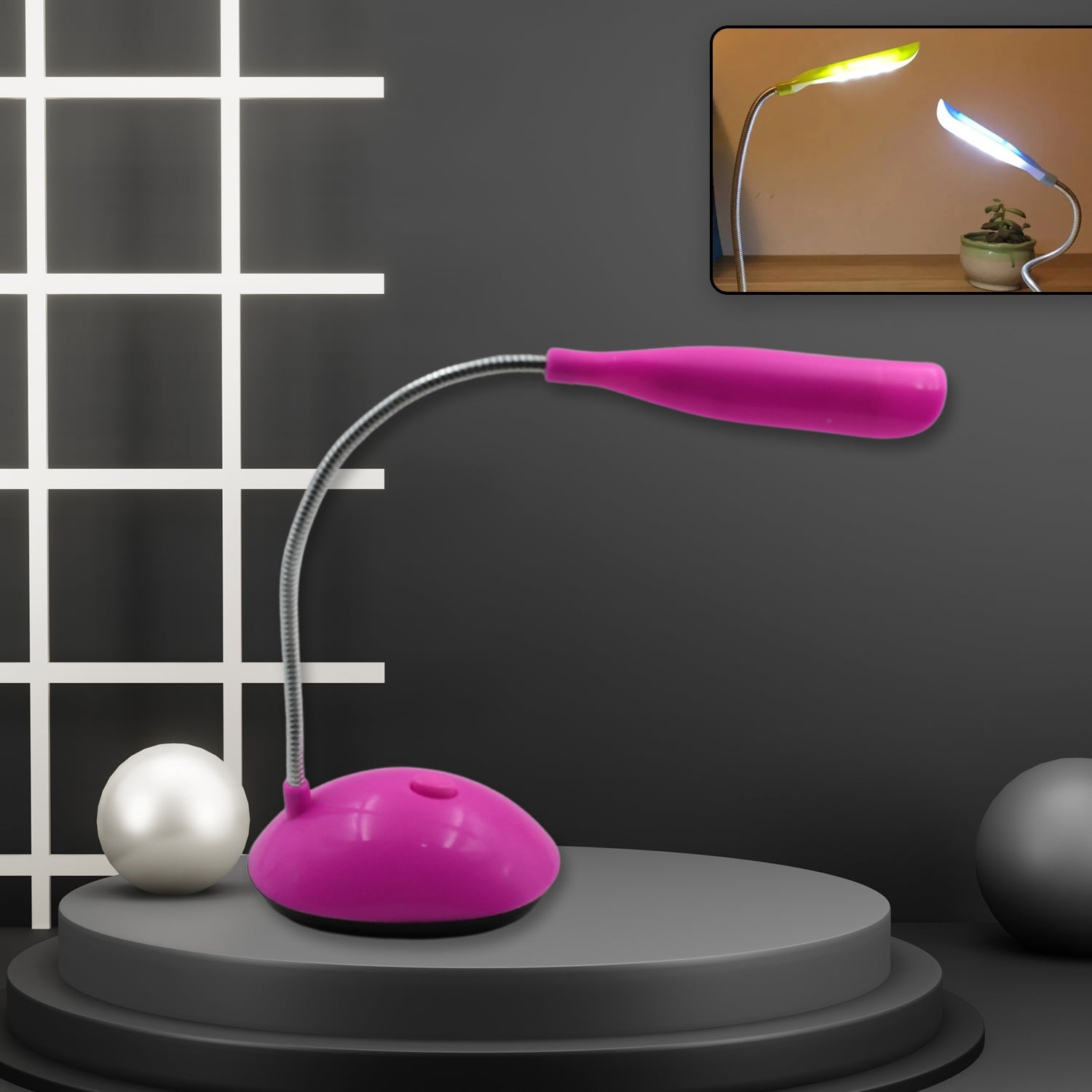 Modern LED desk light with flexible neck for optimal positioning.