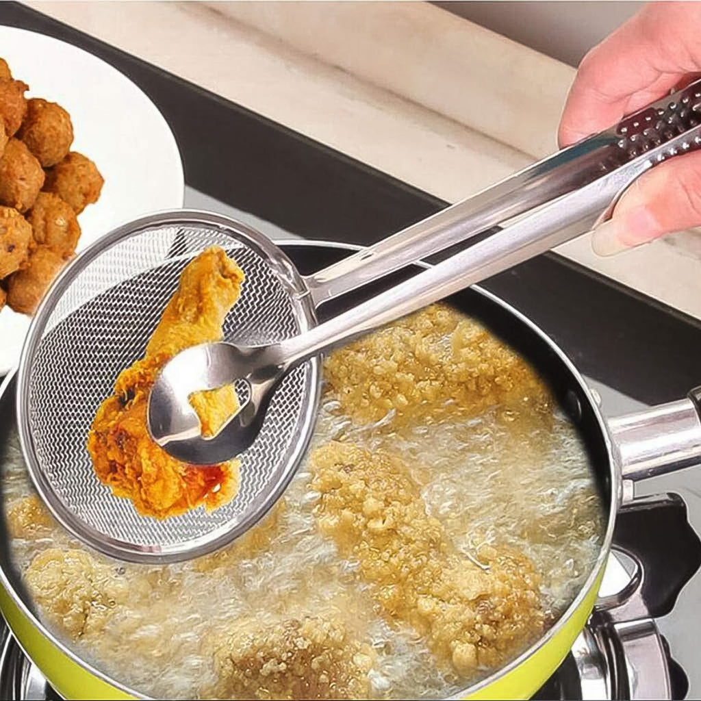 Comparison shot of the frying filter spoon showing its dual features.