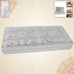 Decorative multipurpose silver embossed rectangular cash box for gifting and storage