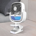 Velvet Wheels Portable Air Cooler with clamp, ideal for desk or stroller use.