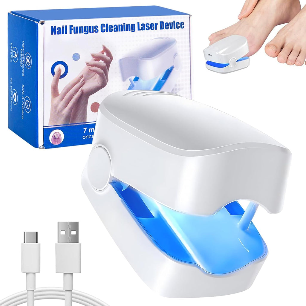 Front view of the AuriGlam Nail Fungus Laser Treatment device with control panel.