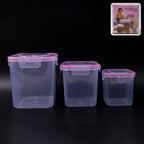 Airtight kitchen storage container set of 3 with lock seal lids keeping food fresh