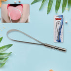 Close-up view of the MintGuard stainless steel tongue cleaner's smooth scraping edge.