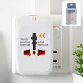 Universal travel adapter front view showing all plug types compatible globally