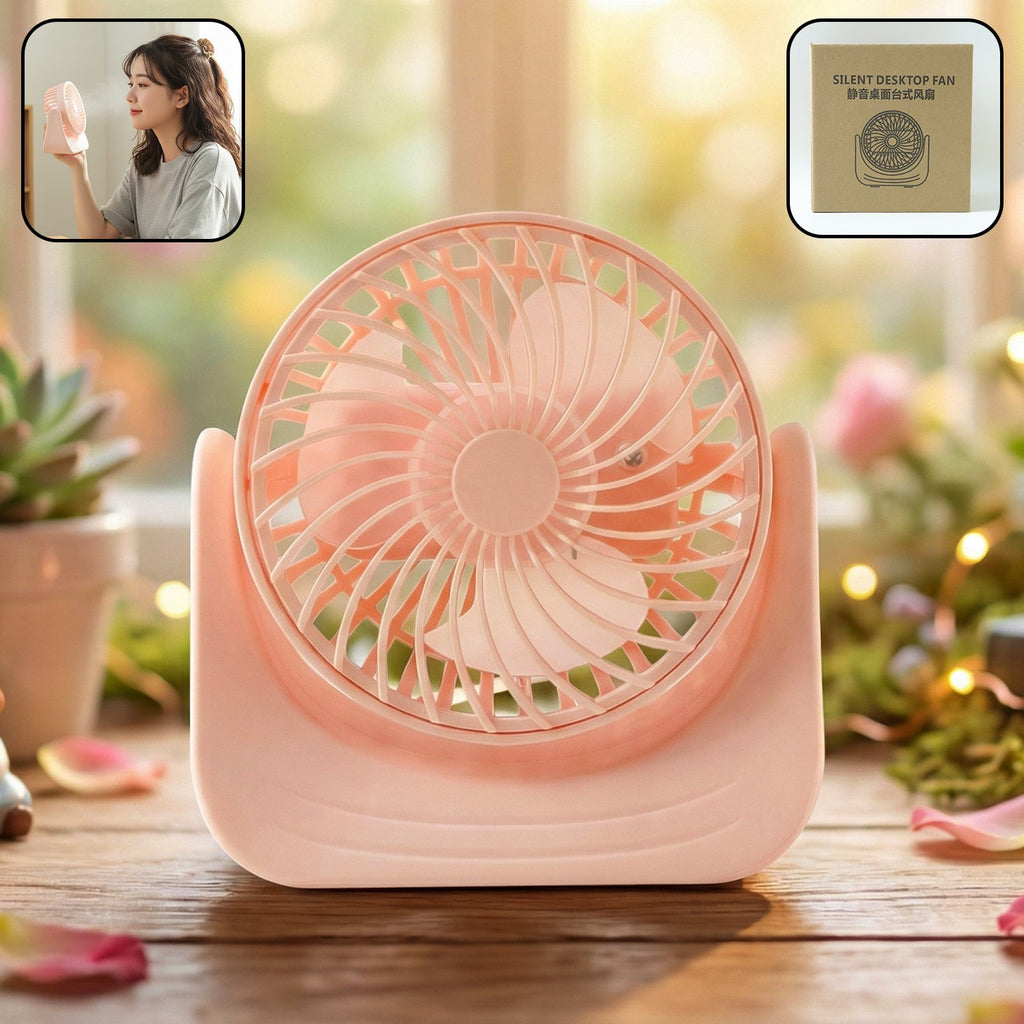 Silent mini desk fan USB rechargeable for quiet cooling on desk