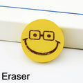 Bright yellow Smiley Eraser, perfect for kids' schoolwork.