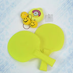 Portable hanging table tennis trainer set with three balls, ready for indoor play.