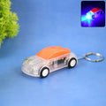 Mini Car LED Keychain Light with bright flashing headlights in vibrant colors