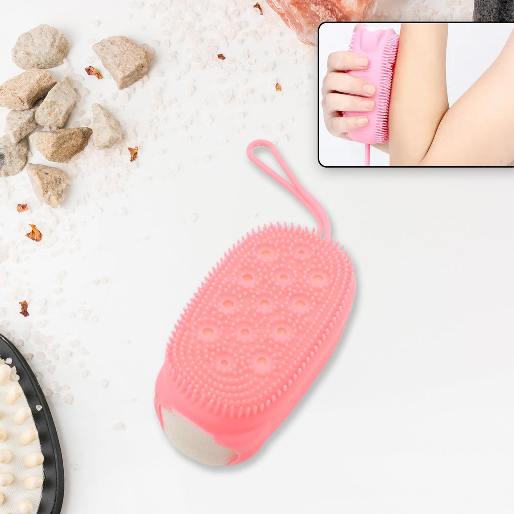 Soft silicone bath brush for gentle exfoliation and deep cleansing.
