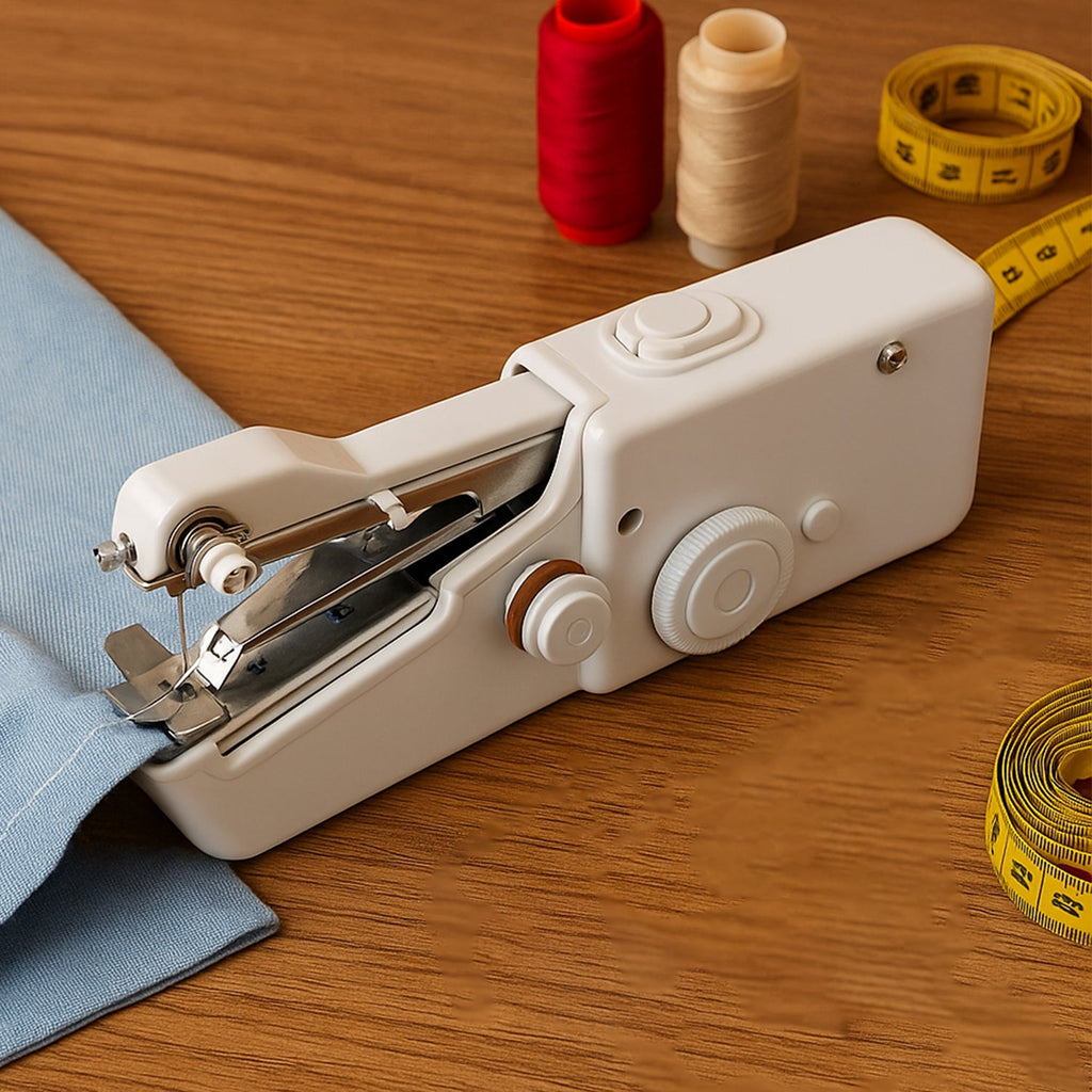 Infographic detailing the key features of the  mini electric sewing machine.
