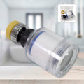 Close-up view of the 360-degree swivel faucet aerator attachment.